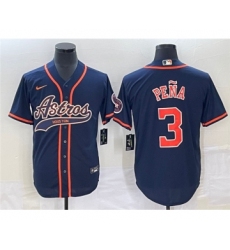 Men's Houston Astros #3 Jeremy Pena Navy Cool Base Stitched Baseball Jersey