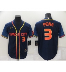 Men's Houston Astros #3 Jeremy Pena Number 2022 Navy Blue City Connect Cool Base Stitched Jersey