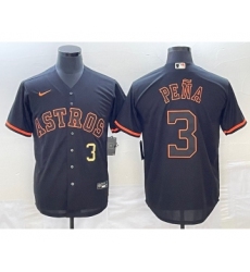 Men's Houston Astros #3 Jeremy Pena Number Lights Out Black Fashion Stitched MLB Cool Base Nike Jersey