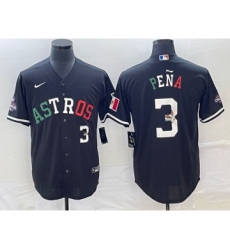 Men's Houston Astros #3 Jeremy Pena Number Mexico Black Cool Base Stitched Baseball Jersey