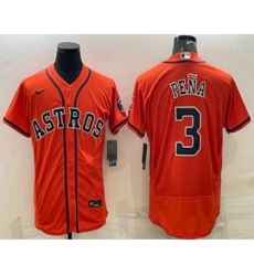 Men's Houston Astros #3 Jeremy Pena Orange Stitched MLB Flex Base Nike Jersey