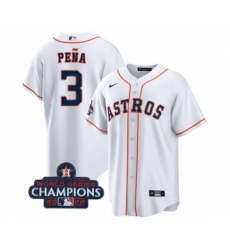 Men's Houston Astros #3 Jeremy Pena White 2022 World Series Champions Cool Base Stitched Baseball Jersey