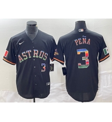 Men's Nike Houston Astros #3 Jeremy Pena Black Color Stitche Cool Base Jersey