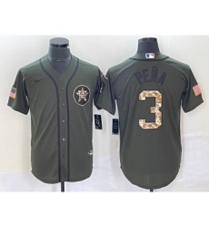 Men's Nike Houston Astros #3 Jeremy Pena Green Salute To Service Stitched MLB Cool Base Jersey