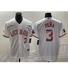 Men's Nike Houston Astros #3 Jeremy Pena White Color Stitche Cool Base Jersey