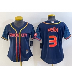 Women's Houston Astros #3 Jeremy Pena 2022 Navy Blue City Connect Cool Base Stitched Jersey