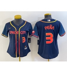 Women's Houston Astros #3 Jeremy Pena Number 2022 Navy Blue City Connect Cool Base Stitched Jersey