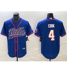 Men's Buffalo Bills #4 James Cook Blue With Cool Base Stitched Baseball Jersey