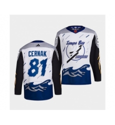 Men's Tampa Bay Lightning #81 Erik Cernak White 2022 Reverse Retro Stitched Jersey