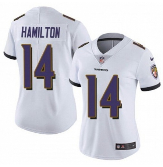 Women Baltimore Ravens #14 Kyle Hamilton White 2023 F U S E Vapor Jersey