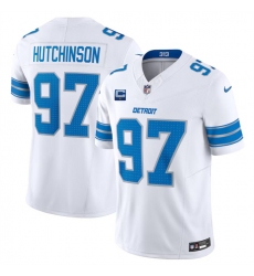 Men's Detroit Lions #97 Aidan Hutchinson White 2024 F.U.S.E. With 1-Star C Vapor Untouchable Limited Stitched Jersey