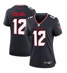 Women Houston Texans #12 Nico Collins Navy 2024 Alternate F U S E Vapor Stitched Jersey