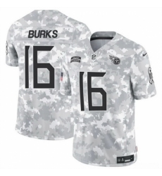 Men's Tennessee Titans #16 Treylon Burks 2024 F U S E Arctic Camo Salute To Service Limited Stitched Football Jersey