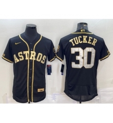 Men's Houston Astros #30 Kyle Tucker Black Gold Flex Base Stitched Jersey