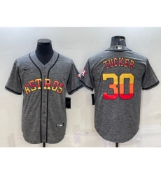 Men's Houston Astros #30 Kyle Tucker Grey With Cool Base Stitched Baseball Jersey