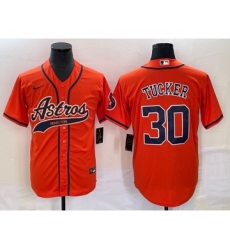 Men's Houston Astros #30 Kyle Tucker Orange Cool Base Stitched Baseball Jersey