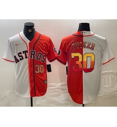 Men's Houston Astros #30 Kyle Tucker White Orange Split Stitched Baseball Jerseys