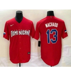 Men's Dominican Republic Baseball #13 Manny Machado 2023 Red World Classic Stitched Jerseys