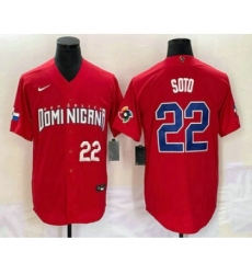 Men's Dominican Republic Baseball #22 Juan Soto Number 2023 Red World Classic Stitched Jersey