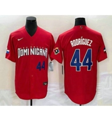 Men's Dominican Republic Baseball #44 Julio Rodriguez Number 2023 Red World Classic Stitched Jersey