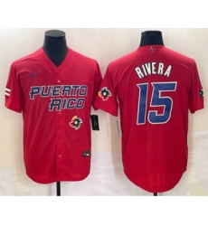 Men's Puerto Rico Baseball #15 Emmanuel Rivera 2023 Red World Classic Stitched Jerseys