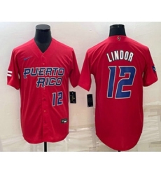 Men's Puerto Rico Baseball #23 Francisco Lindor White 2023 World Baseball Classic Stitched Jersey