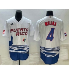 Men's Puerto Rico Baseball #4 Carlos Correa 2023 White World Baseball Classic Stitched Jersey