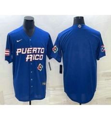 Men's Puerto Rico Baseball Blank 2023 Royal World Classic Stitched Jerseys