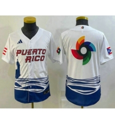 Youth Puerto Rico Baseball Big Logo White 2023 World Baseball Classic Stitched Jersey