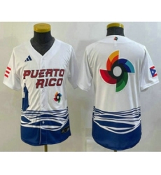 Youth Puerto Rico Baseball Big Logo White 2023 World Baseball Classic Stitched Jerseys