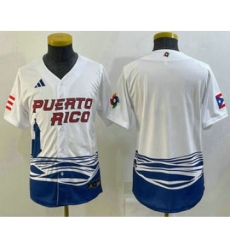 Youth Puerto Rico Baseball Blank 2023 White World Baseball Classic Stitched Jerseys