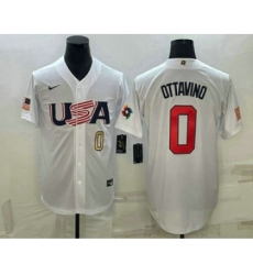 Men's USA Baseball #0 Adam Ottavino Number 2023 White World Baseball Classic Stitched