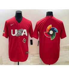 Men's USA Baseball 2023 Red World Big Logo Classic Stitched Jerseys