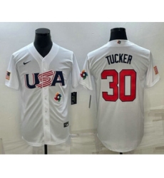 Men's USA Baseball #30 Kyle Tucker 2023 White World Baseball Classic Stitched Jersey