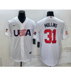 Men's USA Baseball #31 Cedric Mullins 2023 White World Classic Stitched Jersey