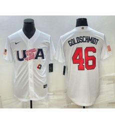 Men's USA Baseball #46 Paul Goldschmidt 2023 White World Baseball Classic Stitched Jersey