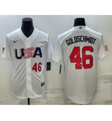 Men's USA Baseball #46 Paul Goldschmidt Number 2023 White World Baseball Classic Stitched Jerseys