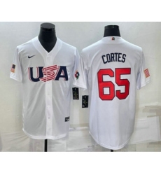 Men's USA Baseball #65 Nestor Cortes 2023 White World Classic Stitched Jersey