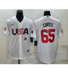 Men's USA Baseball #65 Nestor Cortes 2023 White World Classic Stitched Jerseys