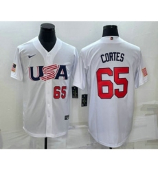 Men's USA Baseball #65 Nestor Cortes Number 2023 White World Classic Stitched Jersey