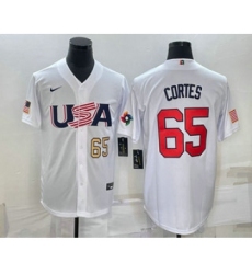 Men's USA Baseball #65 Nestor Cortes Number 2023 White World Classic Stitched Jerseys