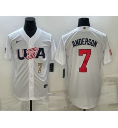 Men's USA Baseball #7 Tim Anderson Number 2023 White World Baseball Classic Stitched Jersey