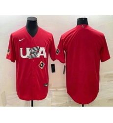 Men's USA Baseball Blank 2023 Red World Classic Stitched Jersey