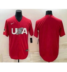 Men's USA Baseball Blank 2023 Red World Classic Stitched Jerseys