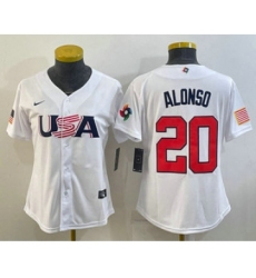 Women's USA Baseball #20 Pete Alonso 2023 White World Classic Stitched Jersey