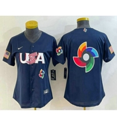 Women's USA Baseball 2023 Navy Big Logo World Classic Stitched Jersey