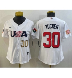 Women's USA Baseball #30 Kyle Tucker Number 2023 White World Classic Stitched Jersey