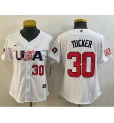 Women's USA Baseball #30 Kyle Tucker Number 2023 White World Classic Stitched Jerseys