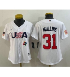 Women's USA Baseball #31 Cedric Mullins 2023 White World Classic Stitched Jerseys