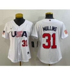 Women's USA Baseball #31 Cedric Mullins Number 2023 White World Classic Stitched Jersey